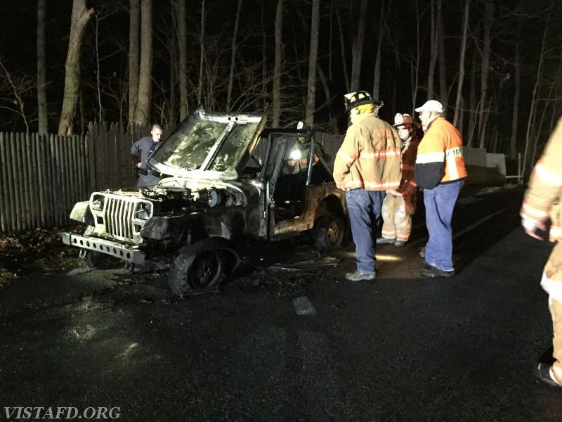 Vista Firefighters following the motor vehicle car fire being extinguished - December 2015