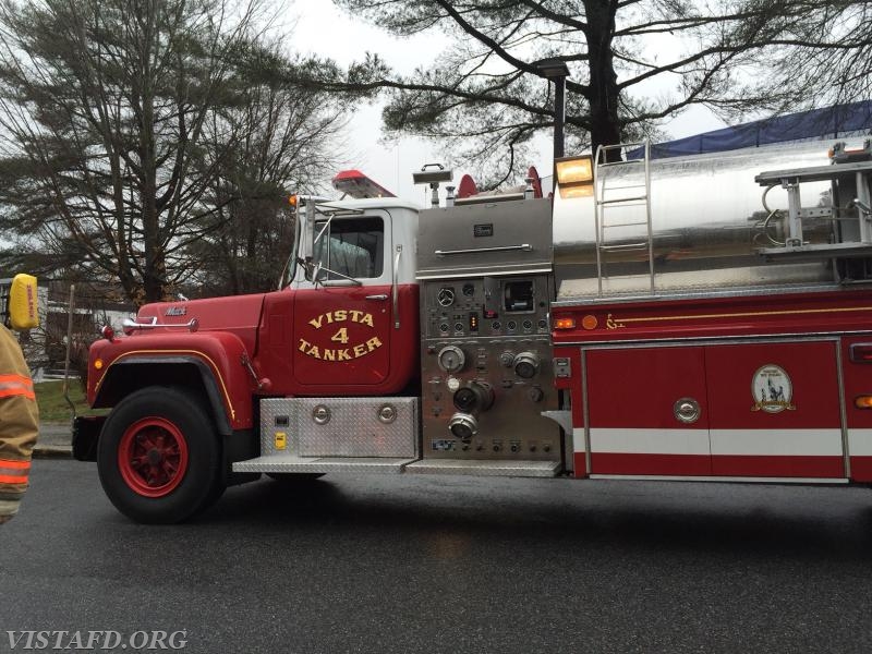 Vista Tanker 4 on location for &quot;smoke in the structure&quot; mutual aid call at John Jay Middle School - 1/10/16