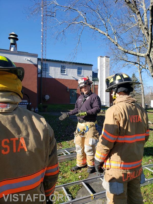 Captain Marc Baiocco going over ladder operations during &quot;Firefighter Skills Class&quot; - 11/19/23