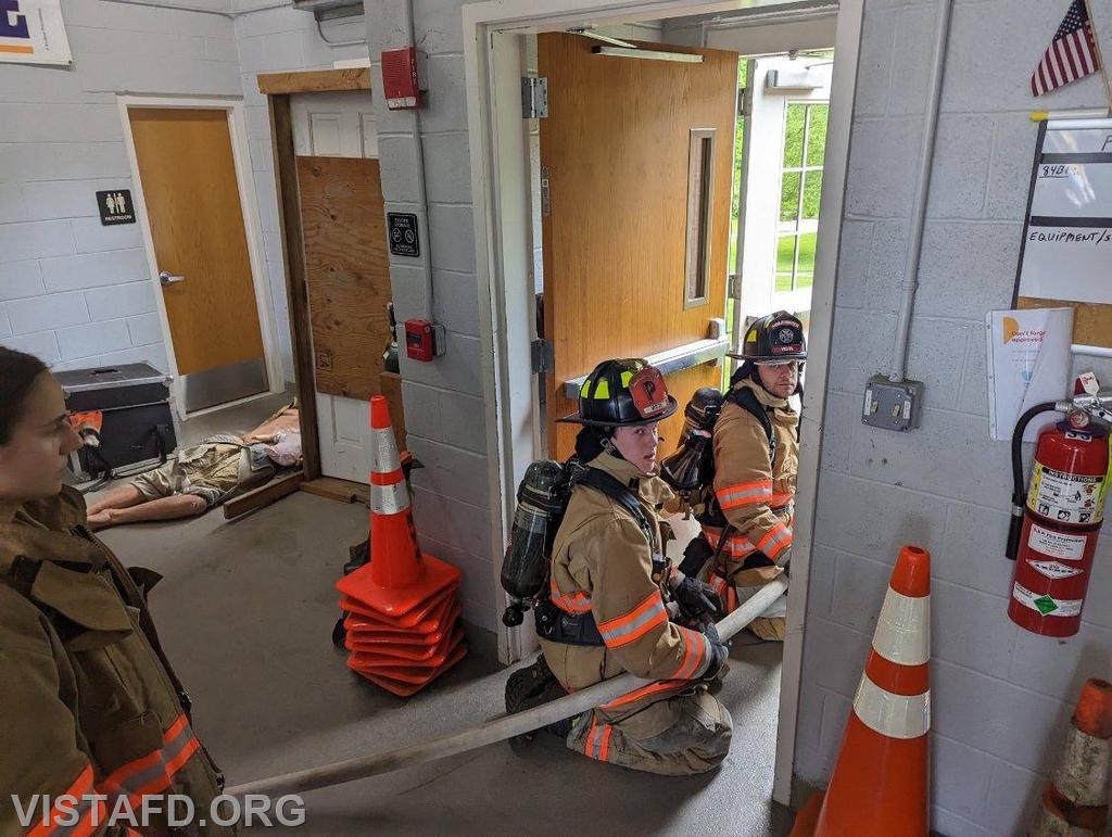 Vista Firefighters practicing hoseline advancement - 05/21/23