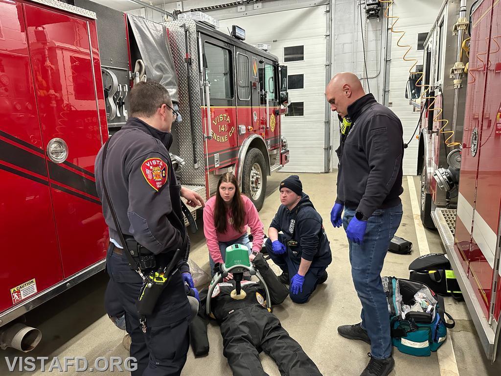 Assistant Chief Brian Porco going over the cardiac arrest scenario with Vista Fire Department personnel - 04/08/24