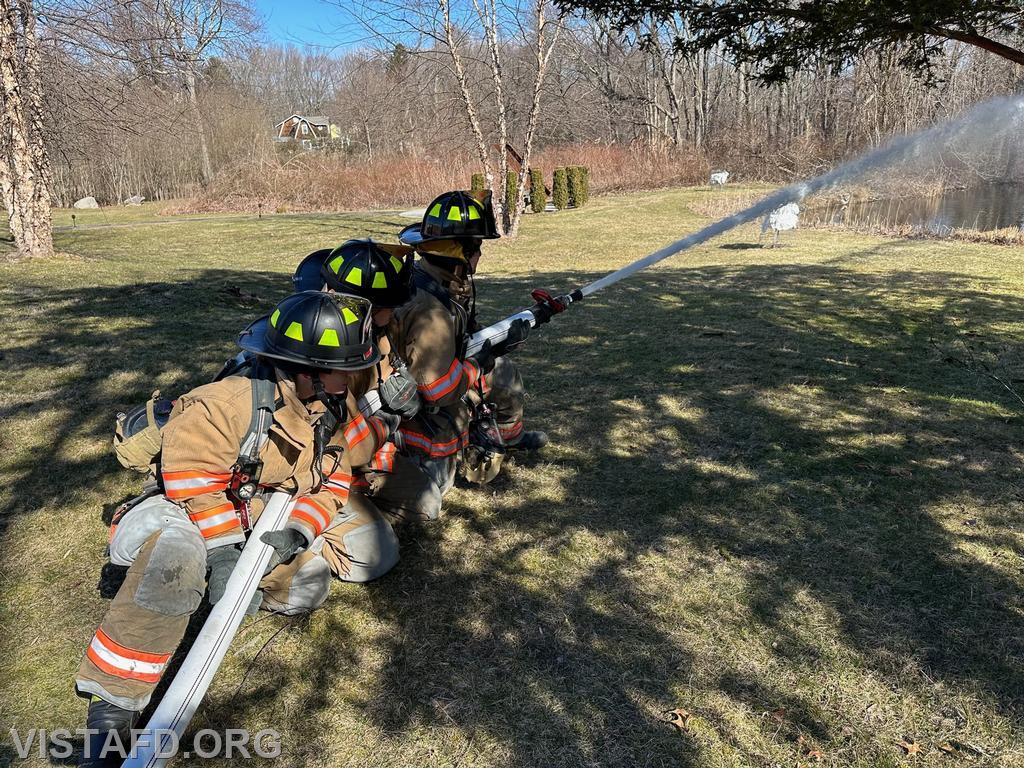 Vista Firefighters practicing how to operate a 2-1/2&quot; hoseline - 03/19/23
