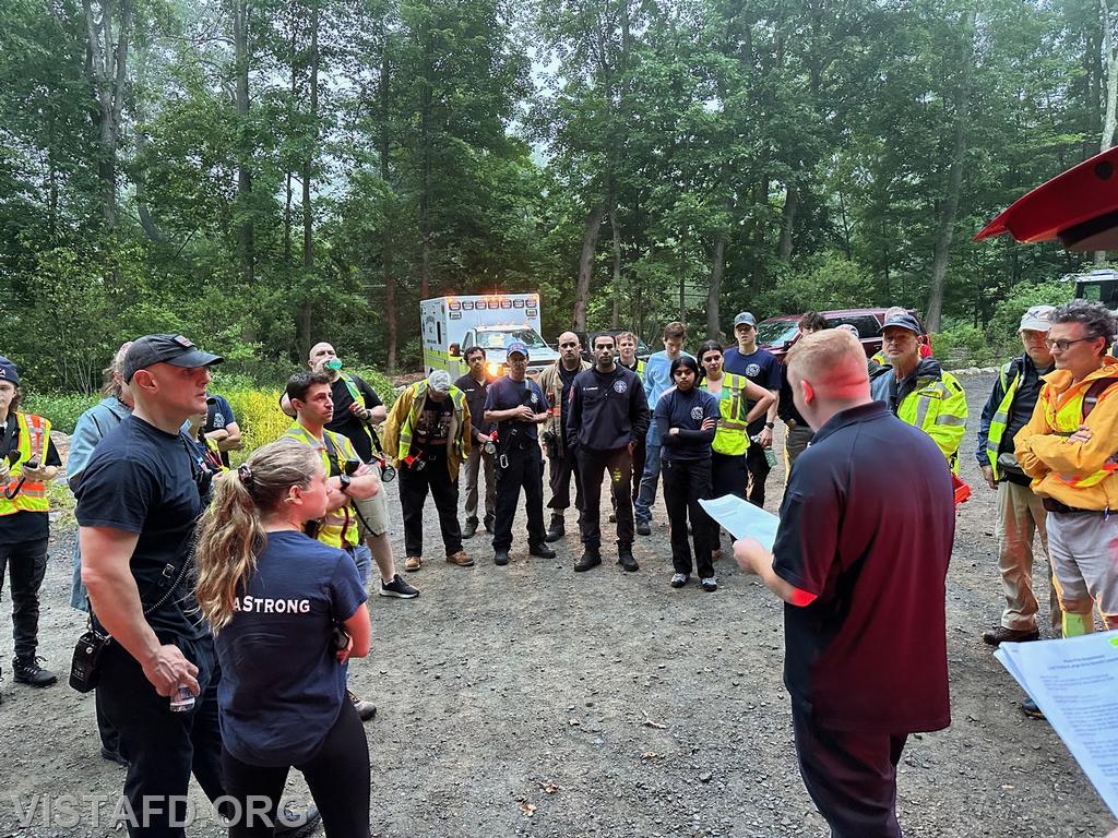 Vista Fire Department, South Salem Fire Department and Lewisboro Volunteer Ambulance Corps personnel debriefing the drill scenario - 06/12/23