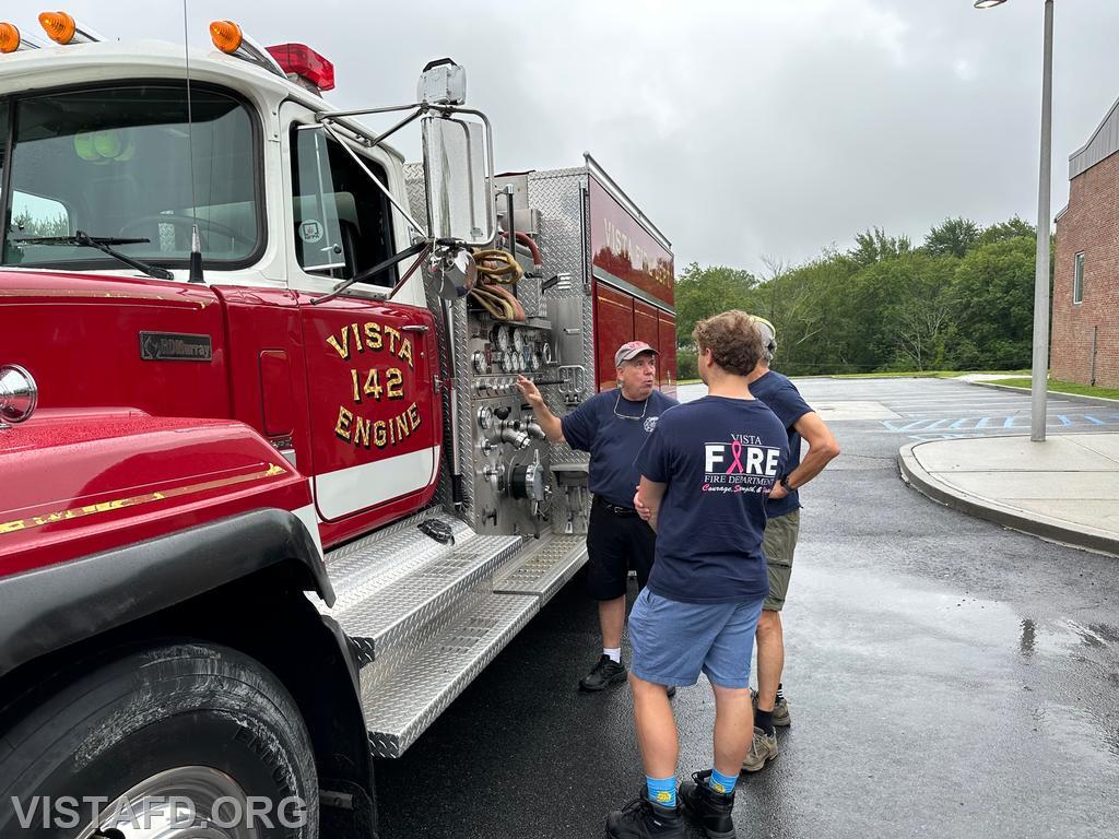 Foreman Brian Sferra going over Engine 142's pump panel during driver training - 07/16/23