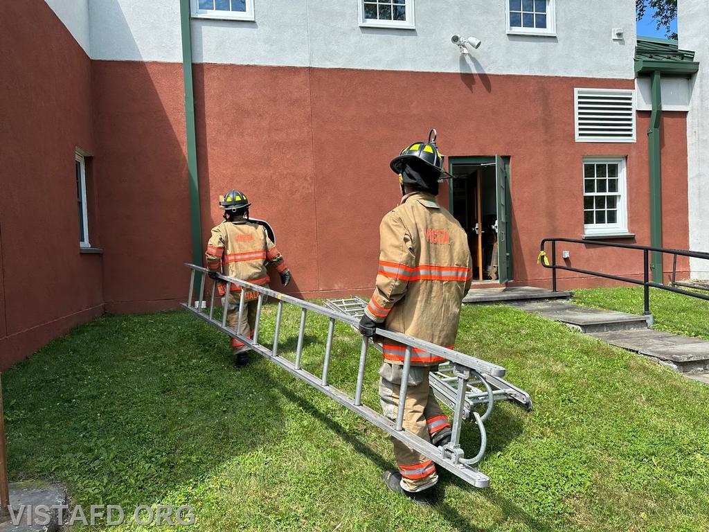 Vista Firefighters practicing ladder operations during &quot;Firefighter Skills Class&quot; - 07/23/23