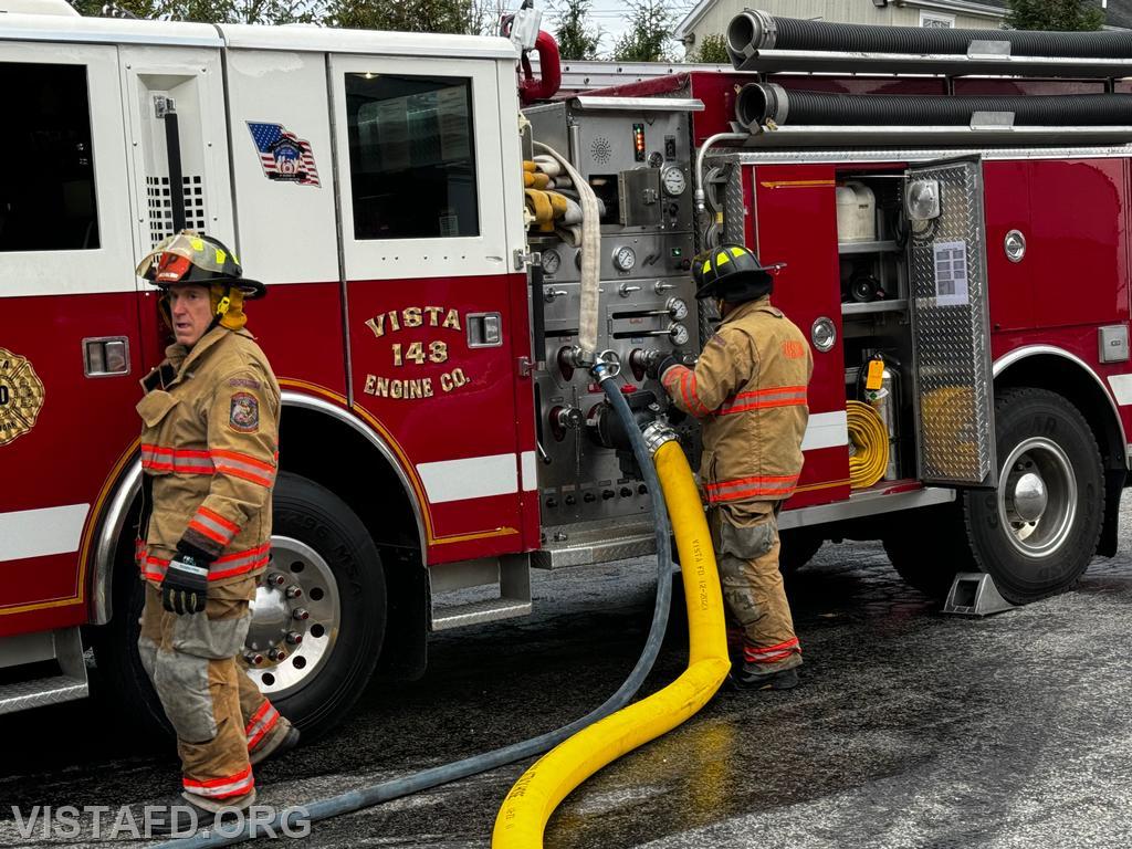 Probationary Firefighter Peter Cipriano and Probationary Firefighter Dan Hochman operating the E-143 pump panel - 10/13/24