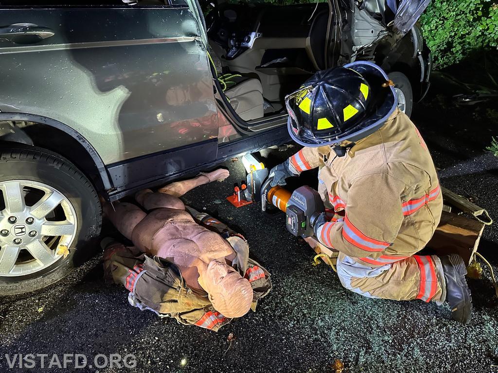Firefighter Steven Woodstead practices using the TL-9 stabilizer tool - 09/25/23