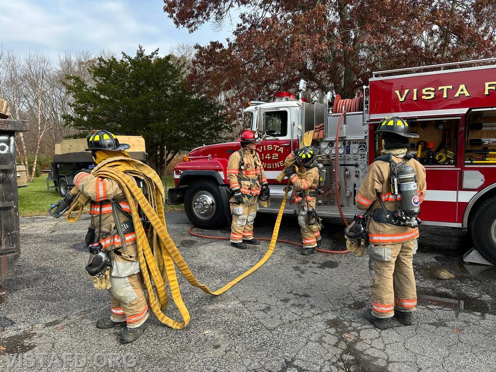 Vista Firefighters practicing how to advance an 1-3/4&quot; hoseline during &quot;Firefighter Skills Class&quot; - 11/05/23