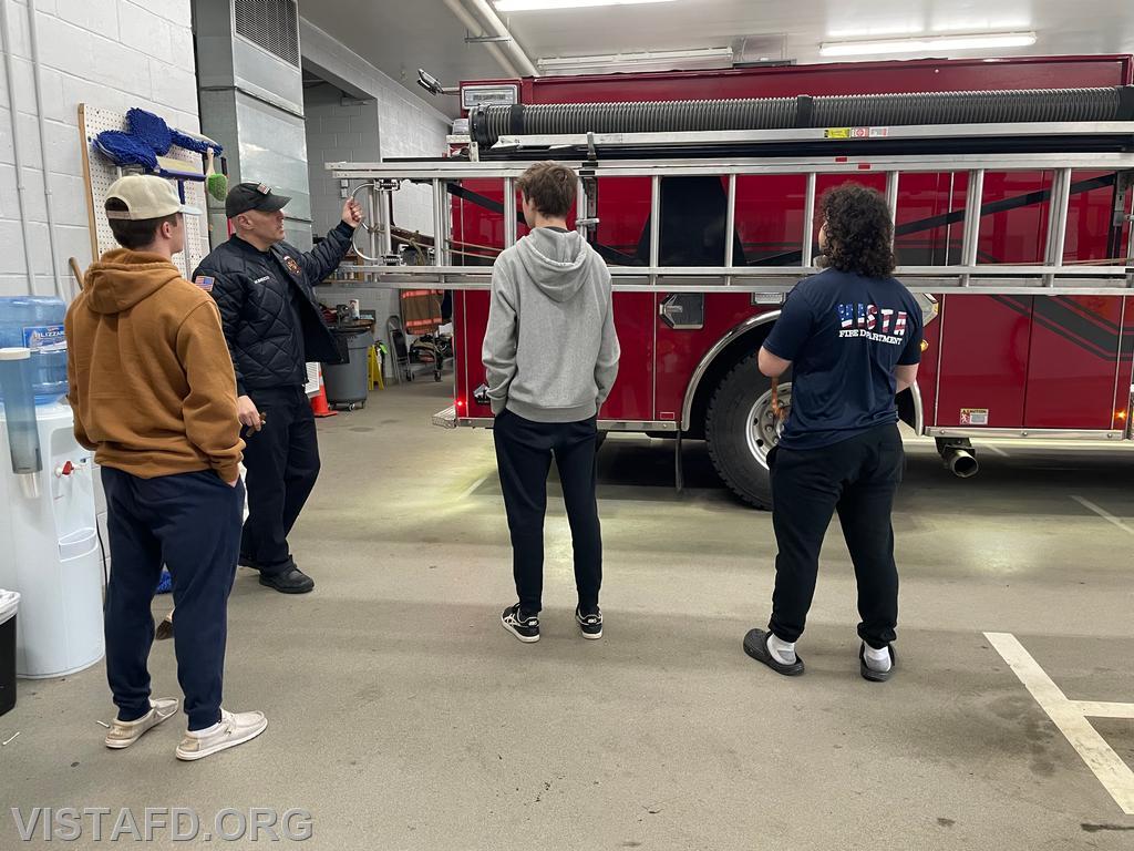 Captain Marc Baiocco going over the ground ladders on Engine 141 during &quot;Firefighter Skills Class&quot; - 02/11/24