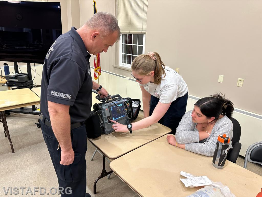 Westchester EMS Paramedic Jason Hinkley going over the paramedic's equipment with Vista EMS personnel - 04/15/24