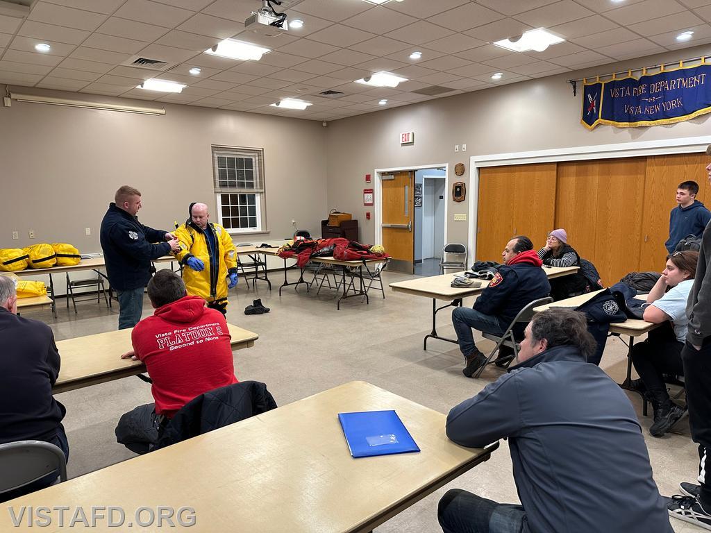 Assistant Chief Mike Peck going over the cold water rescue equipment - 02/26/24