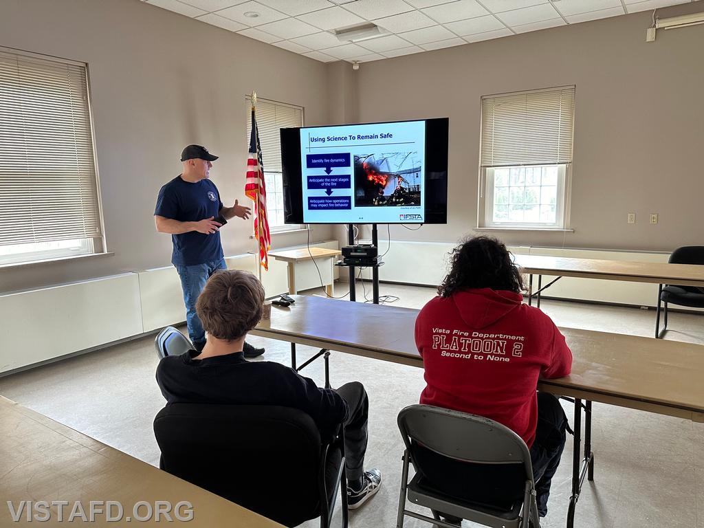 Captain Marc Baiocco conducting an overview on fire dynamics during &quot;Firefighter Skills Class&quot; - 03/10/24
