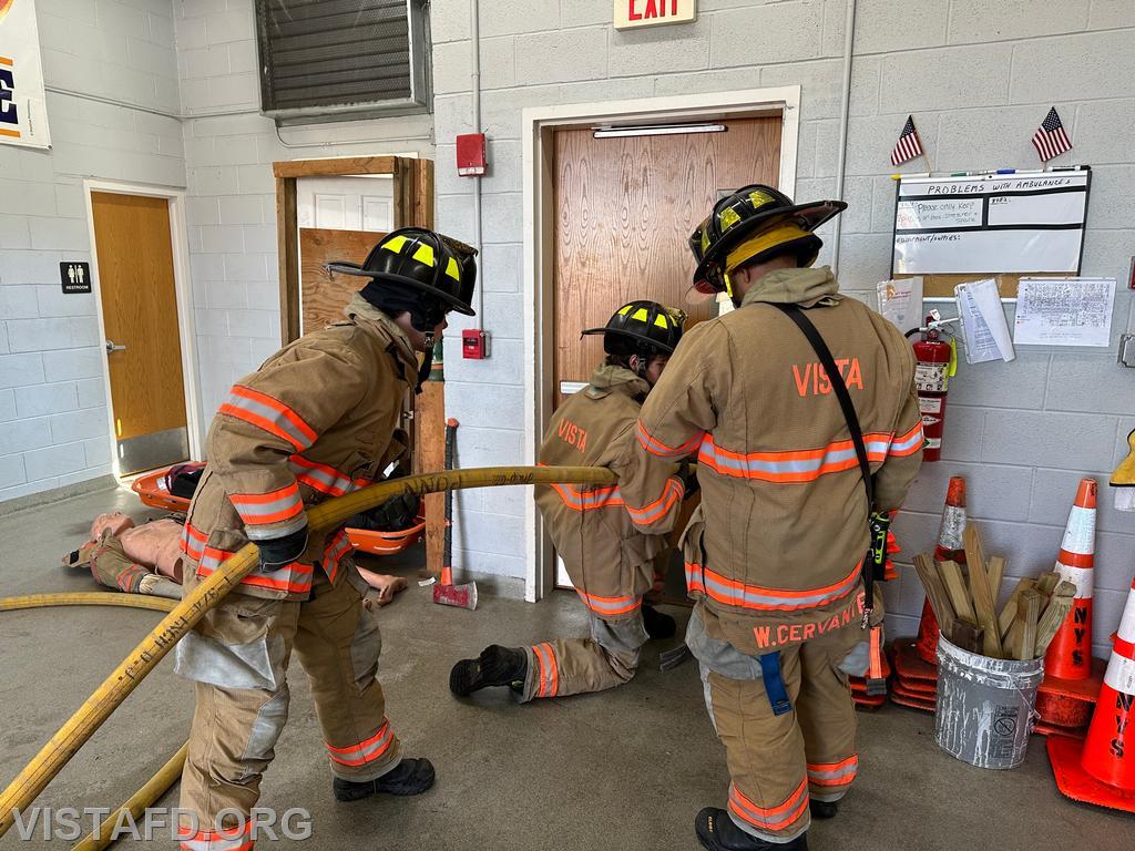 Vista Fire Department personnel practicing hoseline advancement during &quot;Firefighter Skills Class&quot; - 03/24/24