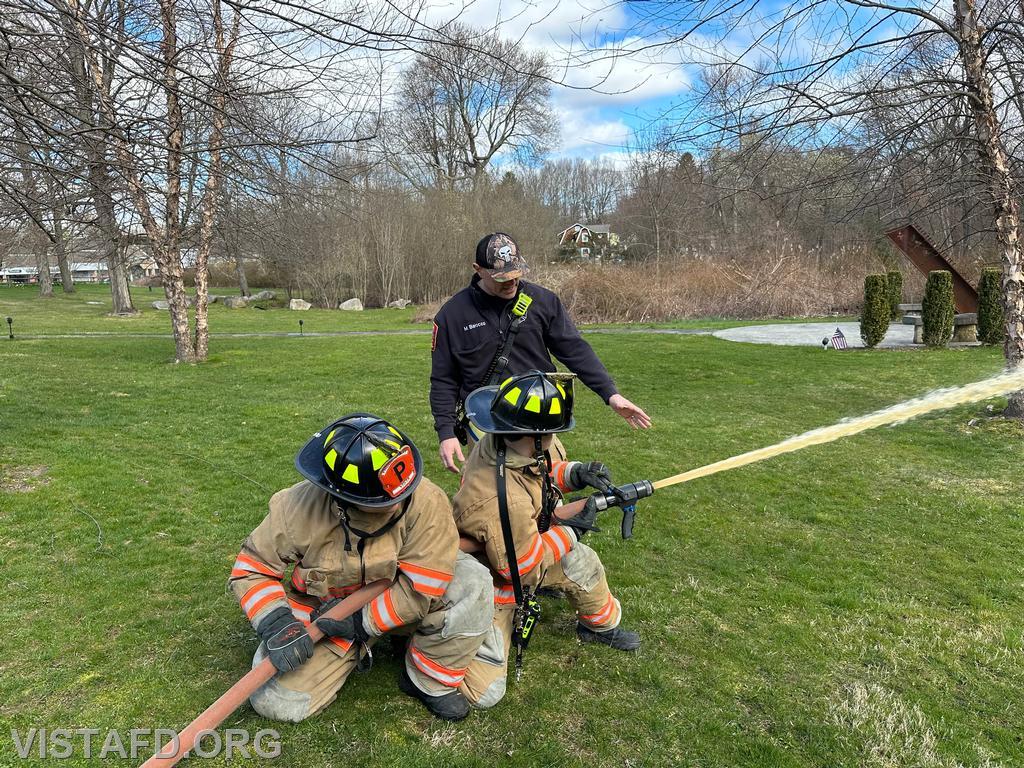 Captain Marc Baiocco going over hoseline advancement during &quot;Firefighter Skills Class&quot; - 04/07/24