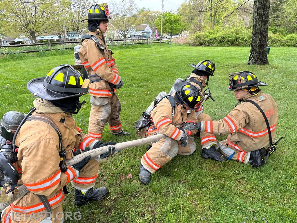Firefighter Dom Mangone going over hoseline advancement during &quot;Firefighter Skills Class&quot; - 05/05/24