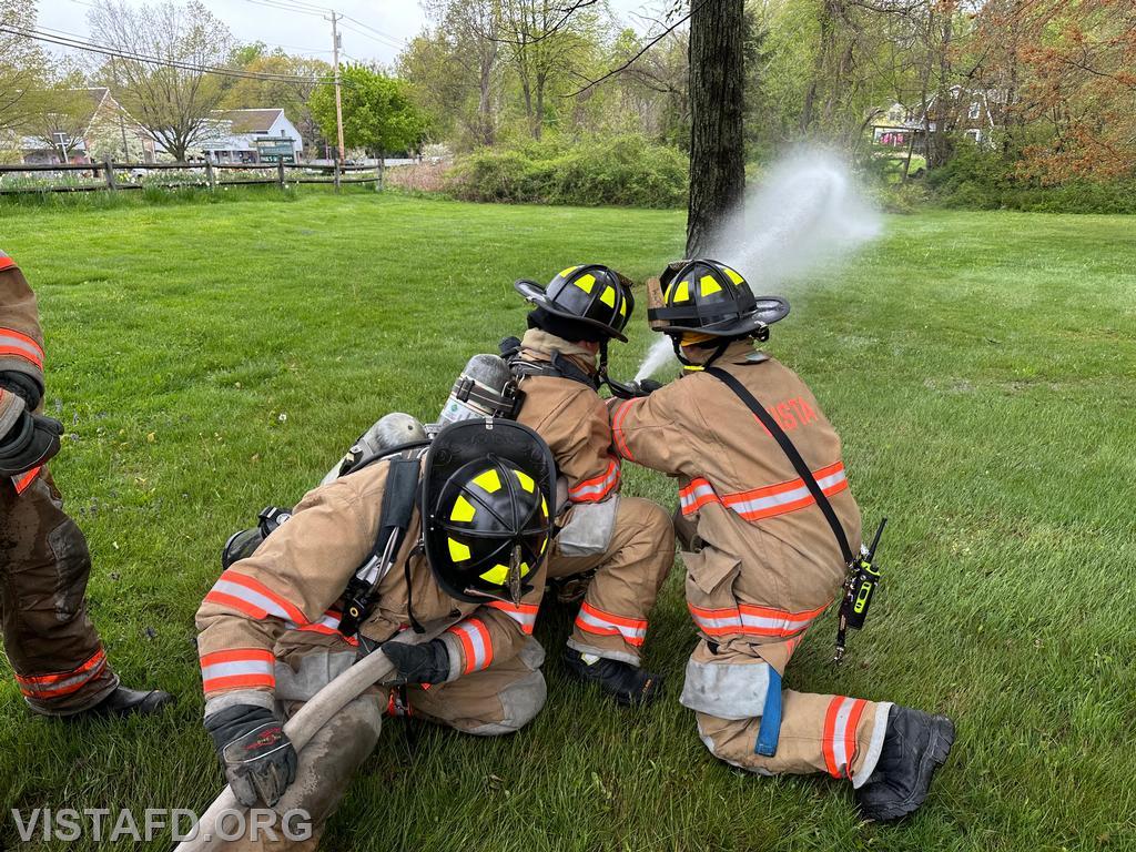 Firefighter Dom Mangone going over hoseline advancement during &quot;Firefighter Skills Class&quot; - 05/05/24