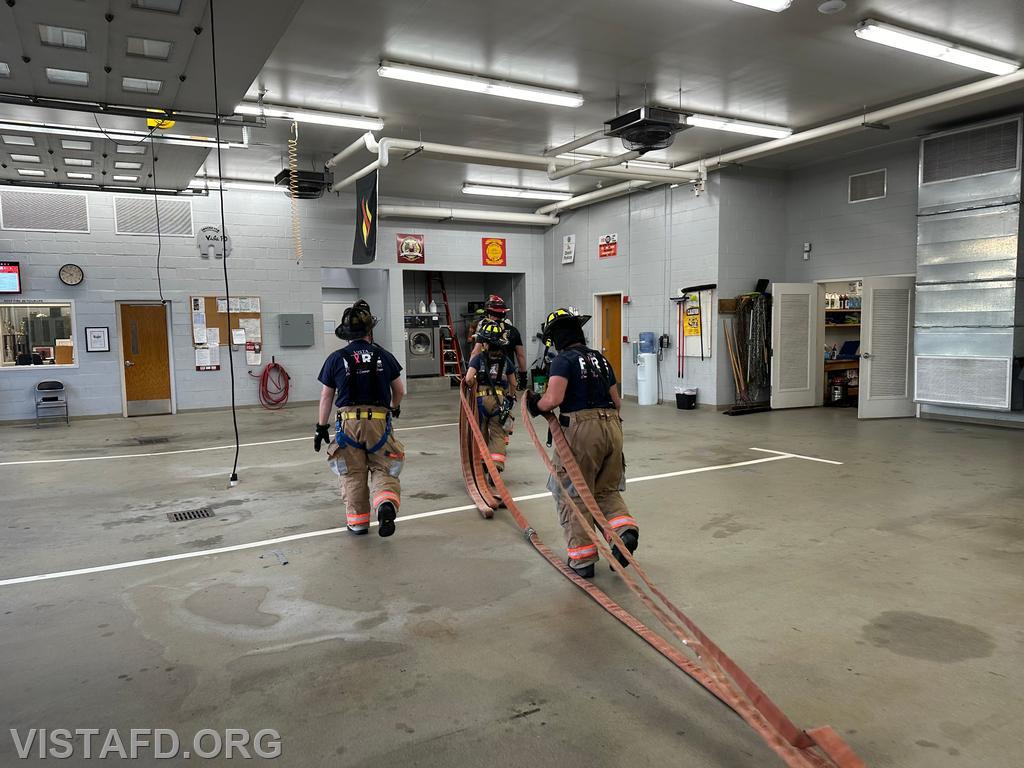 Vista Firefighters conducting an extended hoseline stretch - 08/12/24