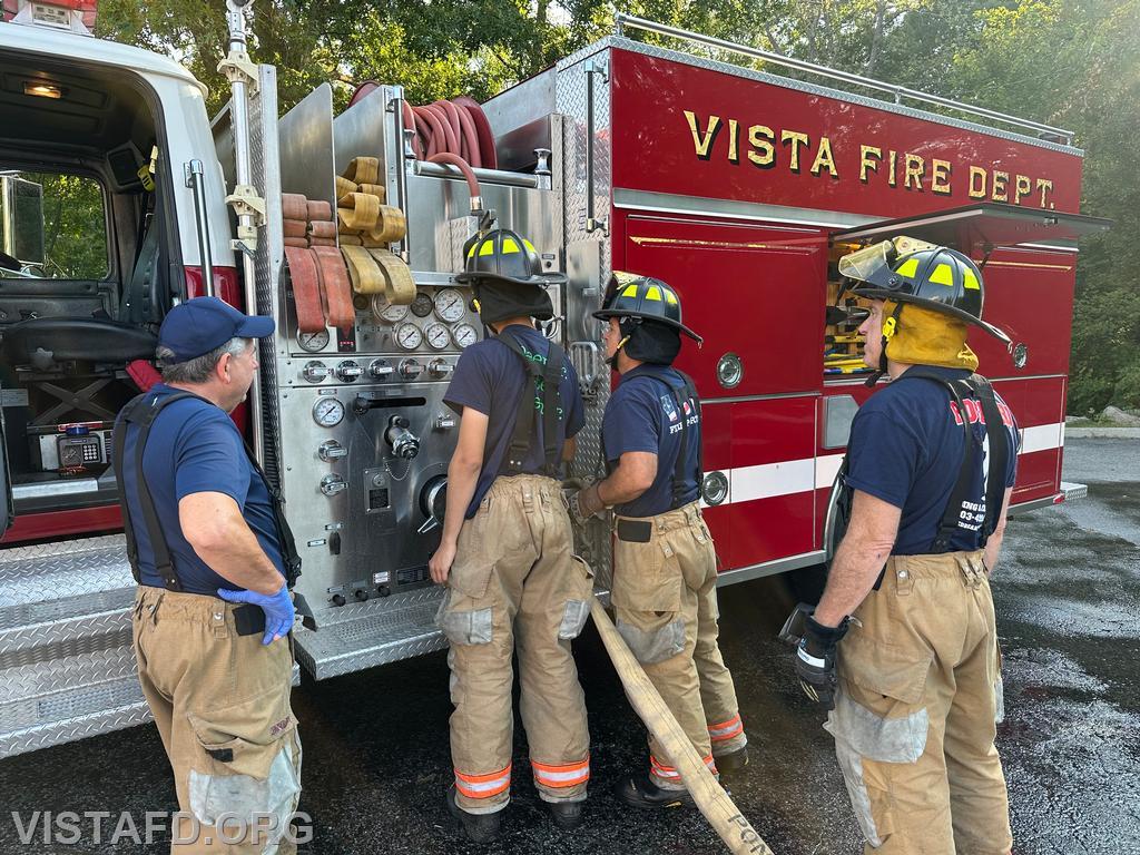 Vista Fire Department personnel practicing how to operate the Engine 142 pump panel - 09/15/24