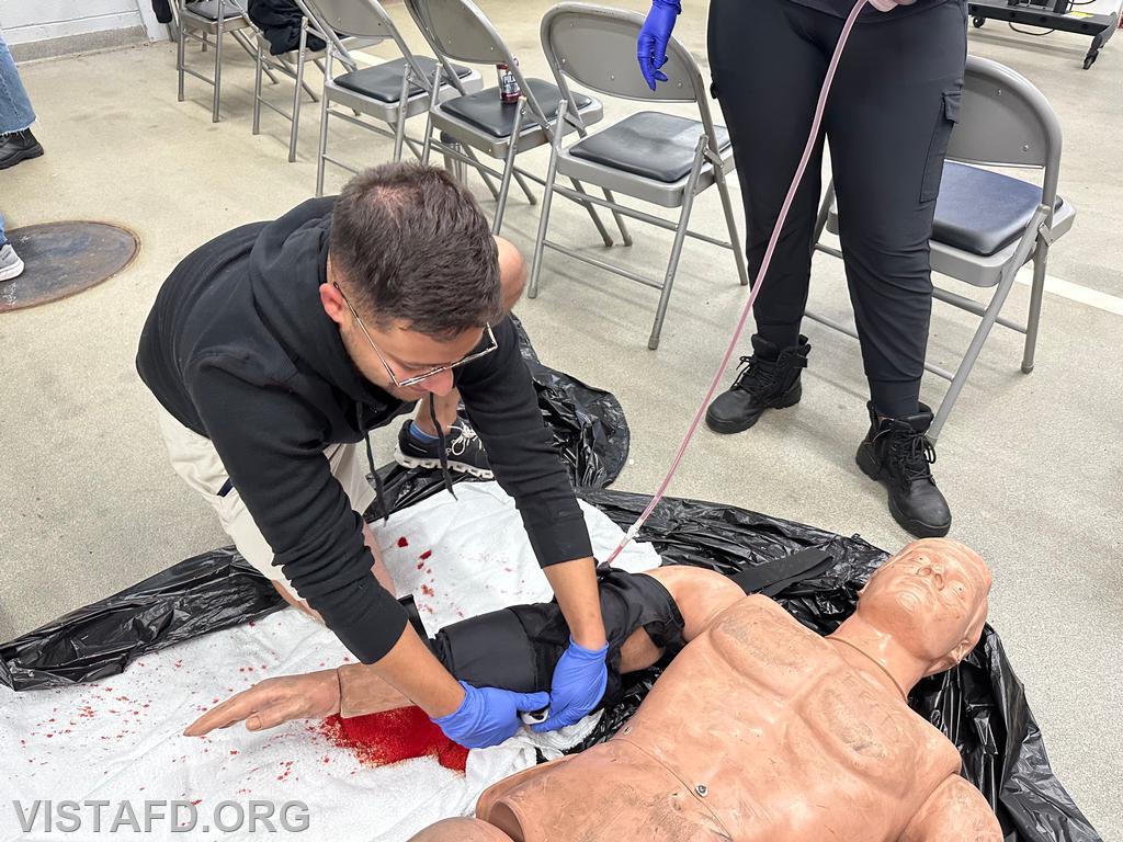 Firefighter Adam Ferman going over how to apply a tourniquet - 09/23/24