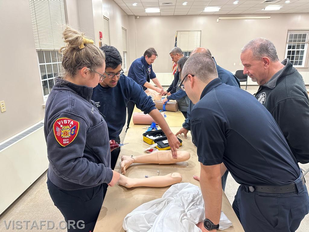 Vista Fire Department and mutual aid personnel going over different trauma interventions during the &quot;Hands-On Skills with New York City Emergency Room Doctors&quot; drill - 10/28/24