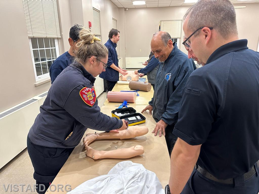 Vista Fire Department and mutual aid personnel going over different trauma interventions during the &quot;Hands-On Skills with New York City Emergency Room Doctors&quot; drill - 10/28/24