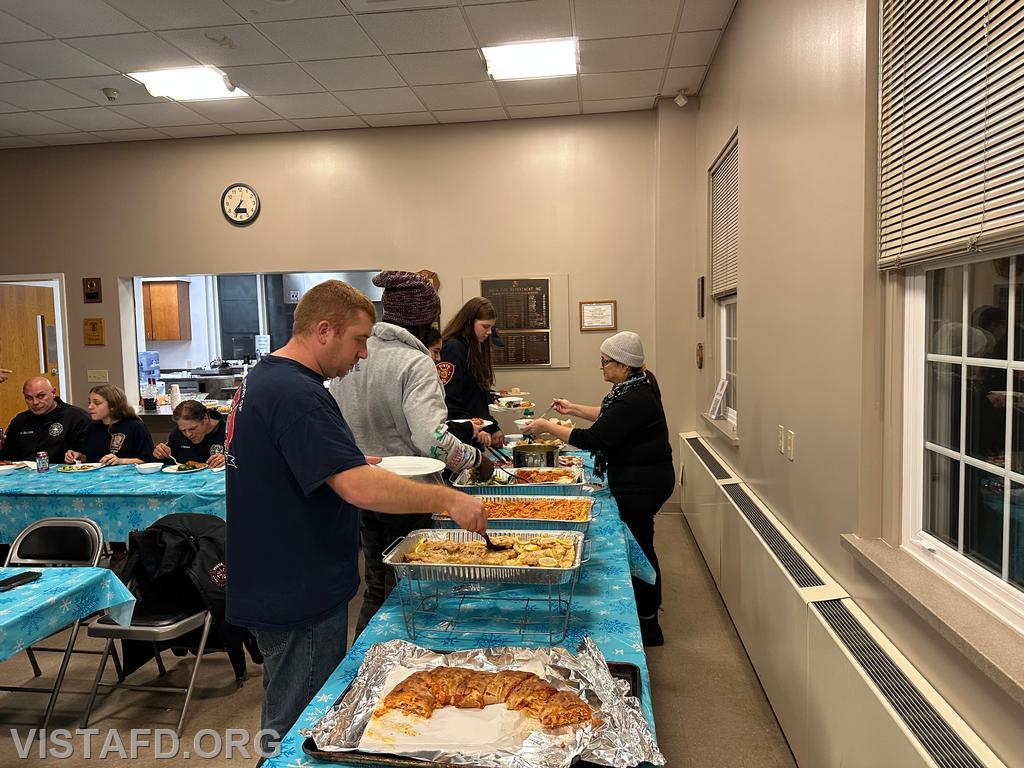 Vista Fire Department personnel enjoying dinner courtesy of our kitchen committee - 12/16/24