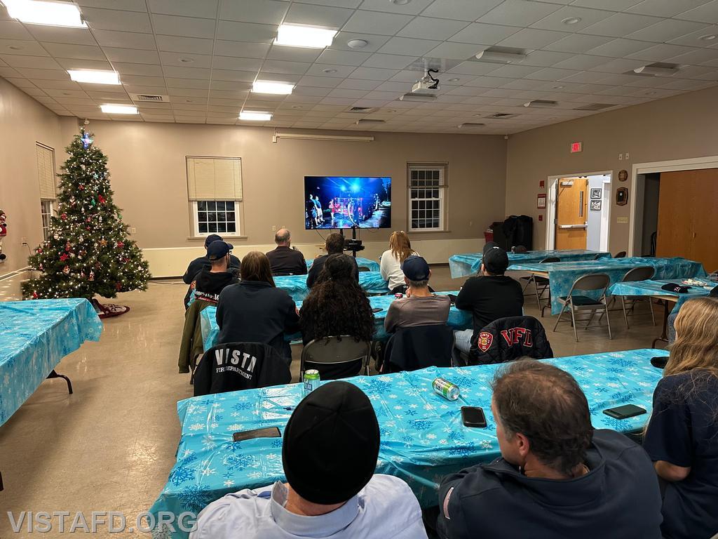 Vista Fire Department personnel watching our end of year slide show - 12/16/24