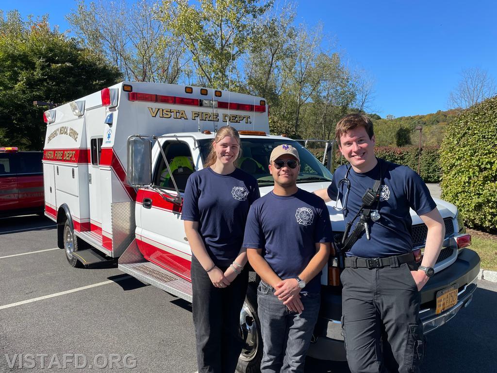 Probationary EMT Amanda Aalto, Firefighter Adam Ferman and EMT Grant Vialardi at the Somers MCI drill - 10/06/24