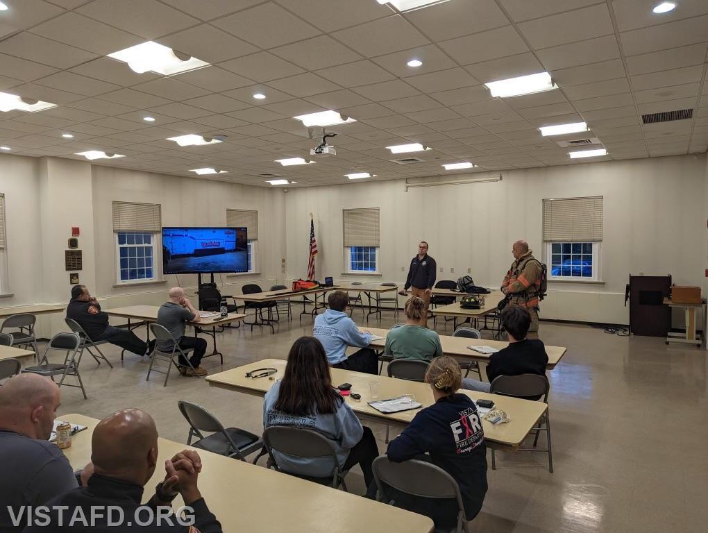 Assistant Chief Brian Porco and Lead Foreman Dan Castelhano going over &quot;Firefighter CPR, F.A.S.T & Mayday Operations&quot; - 04/17/23