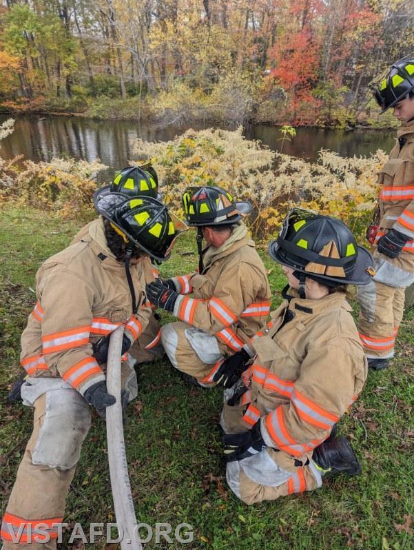 Vista Firefighters practicing 1-3/4&quot; hoseline advancement during &quot;Firefighter Skills Class&quot; - 10/22/23