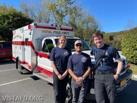 Probationary EMT Amanda Aalto, Firefighter Adam Ferman and EMT Grant Vialardi at the Somers MCI drill