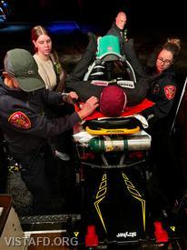 Vista EMS personnel practices performing CPR on a patient who was removed from the structure fire during our "search & rescue" drill