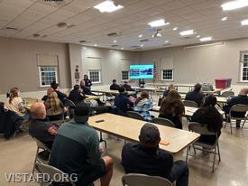 Foreman Leslie Smith conducting a "Critical Incident Stress Debriefing (CISD) Overview"